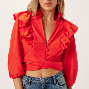 BLUSA COM BABADOS E AMARRACAO